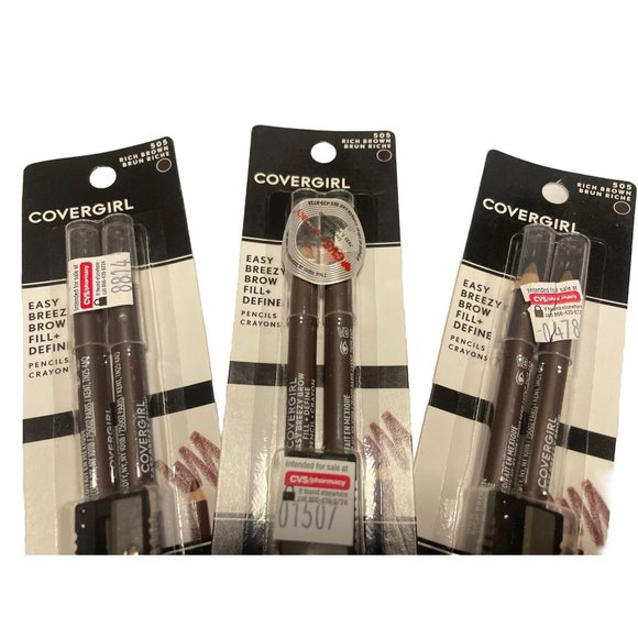 Covergirl Easy Breezy Brow Fill + Define Pencil Crayons #505 Rich Brown 3-Pack - Picture 3 of 6